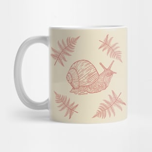 Snail with ferns (red) Mug